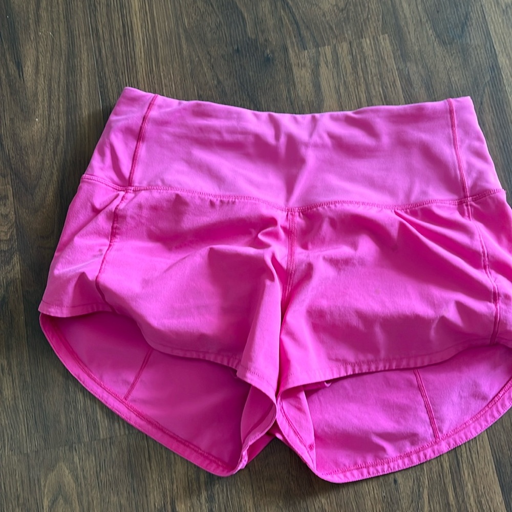 Pink Lululemon speed shorts